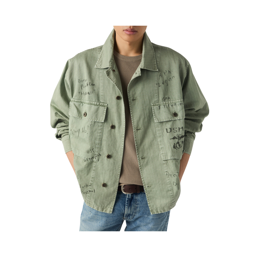 Camicia Fatigue Herringbone Hand Paint