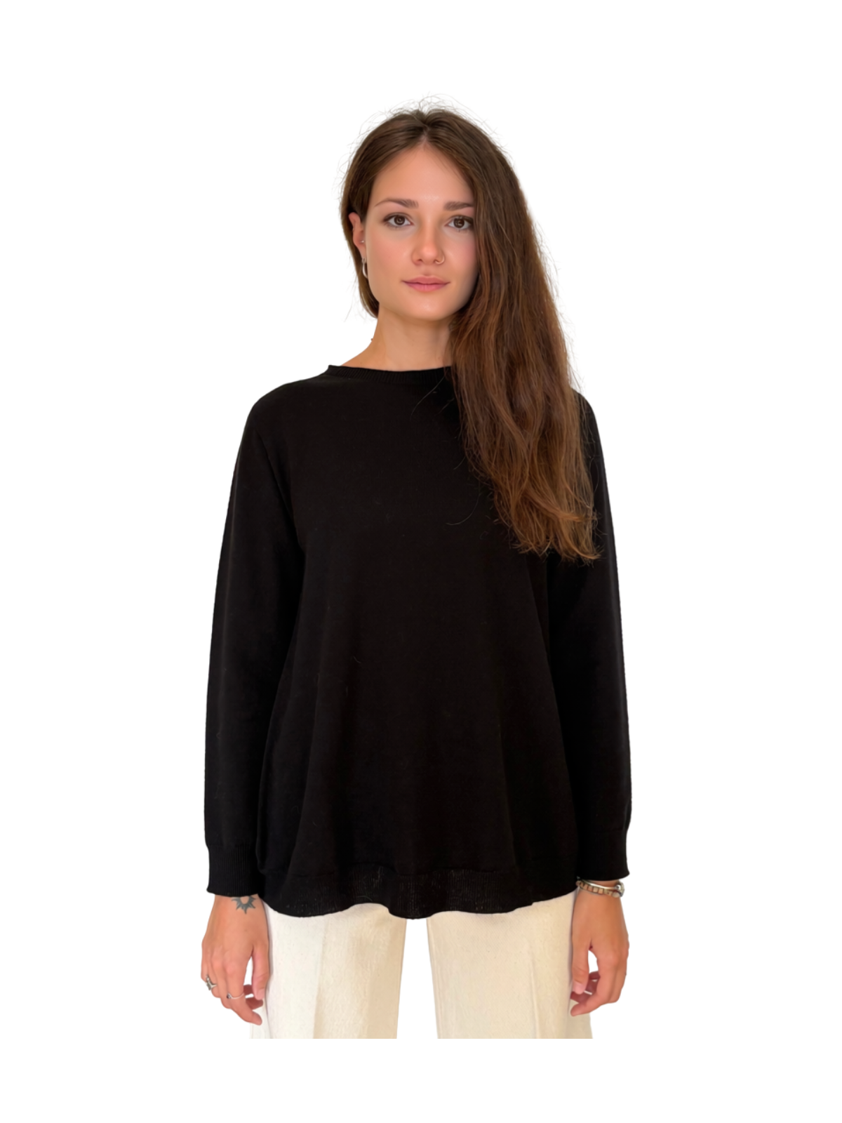 MAGLIA IN LANA E CASHMERE CON SCOLLO A BARCHETTA