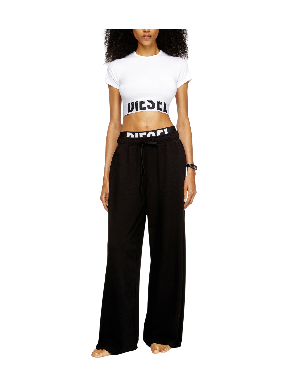 PANTALONI DA TUTA LESLIE-D-POP CON FASCIA LOGO IN VITA