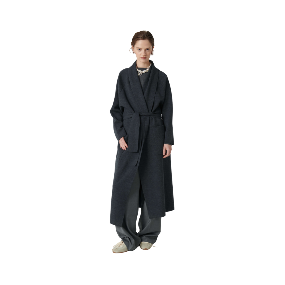 Cappotto con cintura in maglia