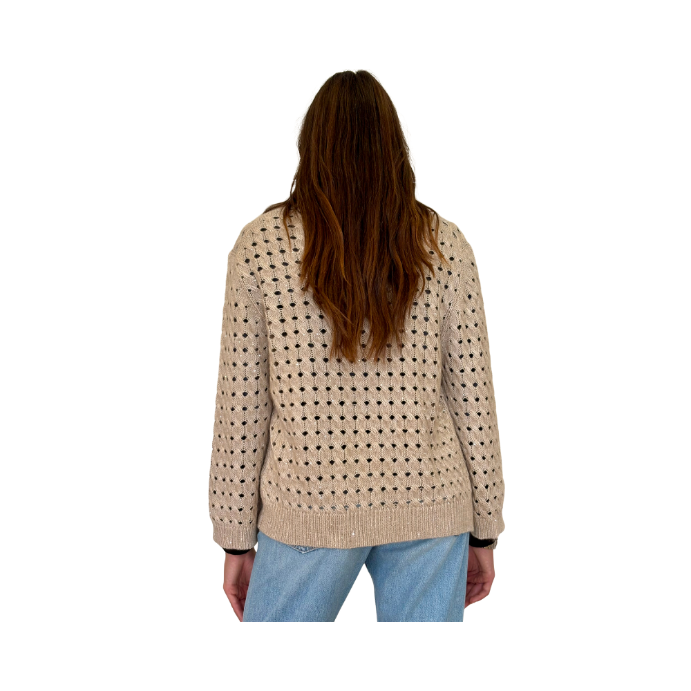 Cardigan traforato in cashmere
