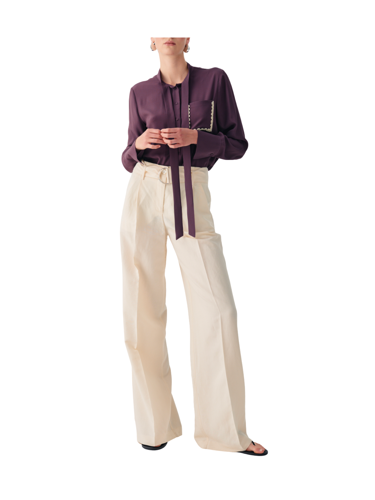 Pantaloni a gamba larga con cintura ad anello