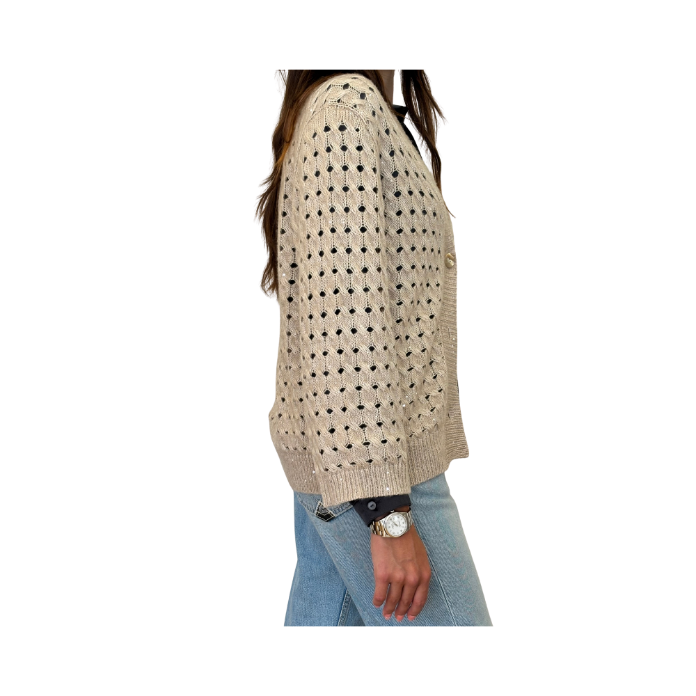 Cardigan traforato in cashmere