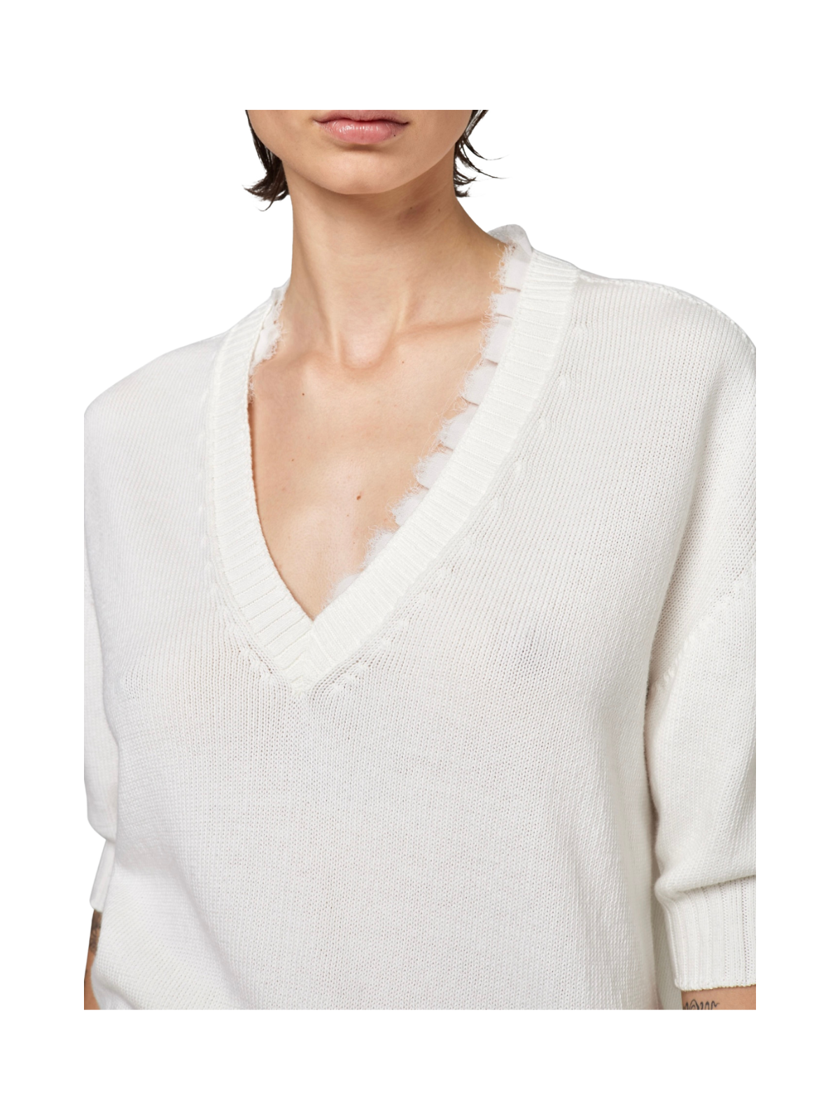 Maglia Scollo V con dettagli in garza