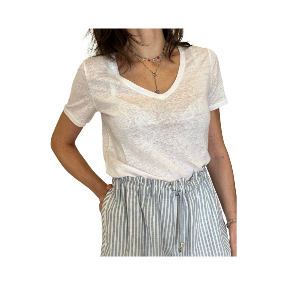 T-shirt in jersey di lino