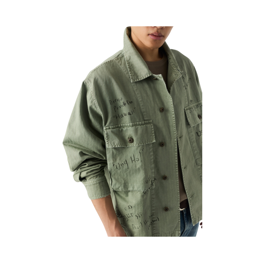 Camicia Fatigue Herringbone Hand Paint