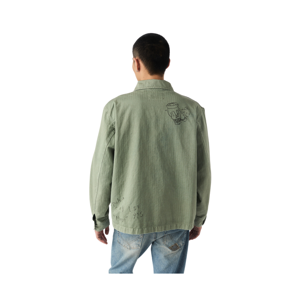 Camicia Fatigue Herringbone Hand Paint