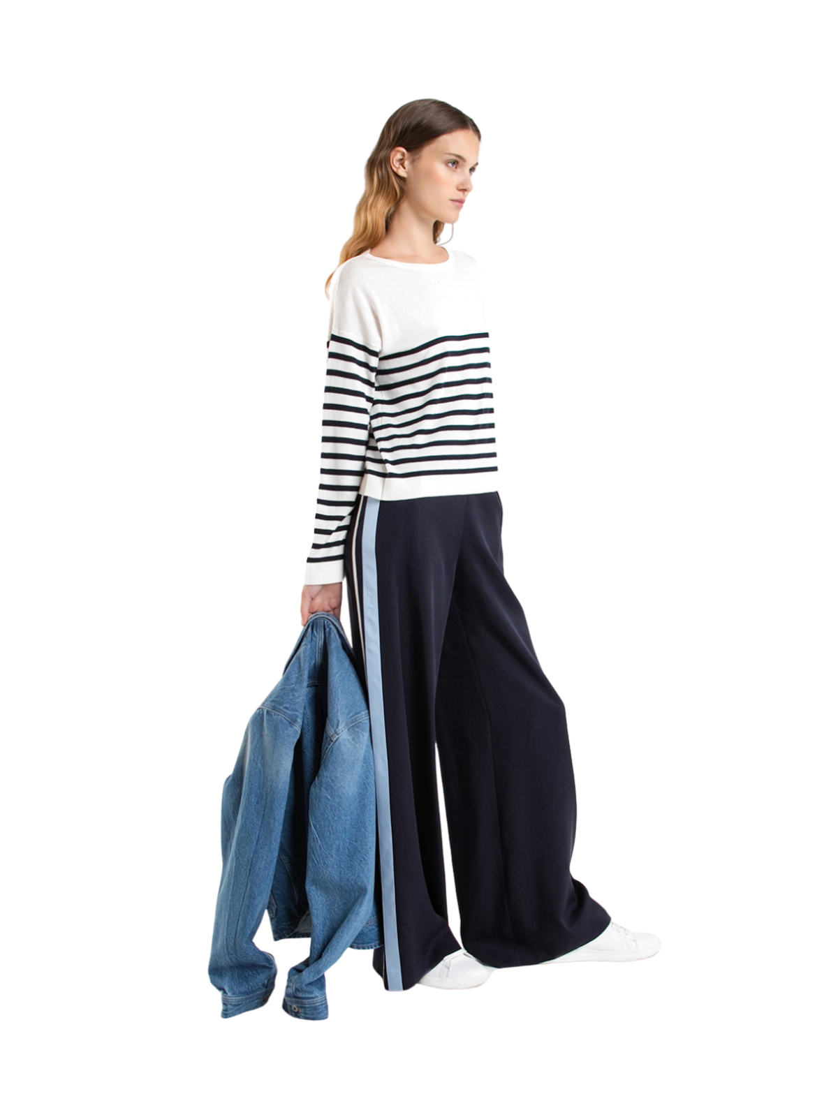 Maglia a righe in seta e cashmere