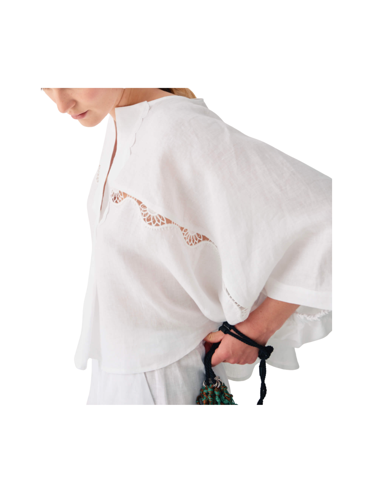 Blusa in lino con pizzi