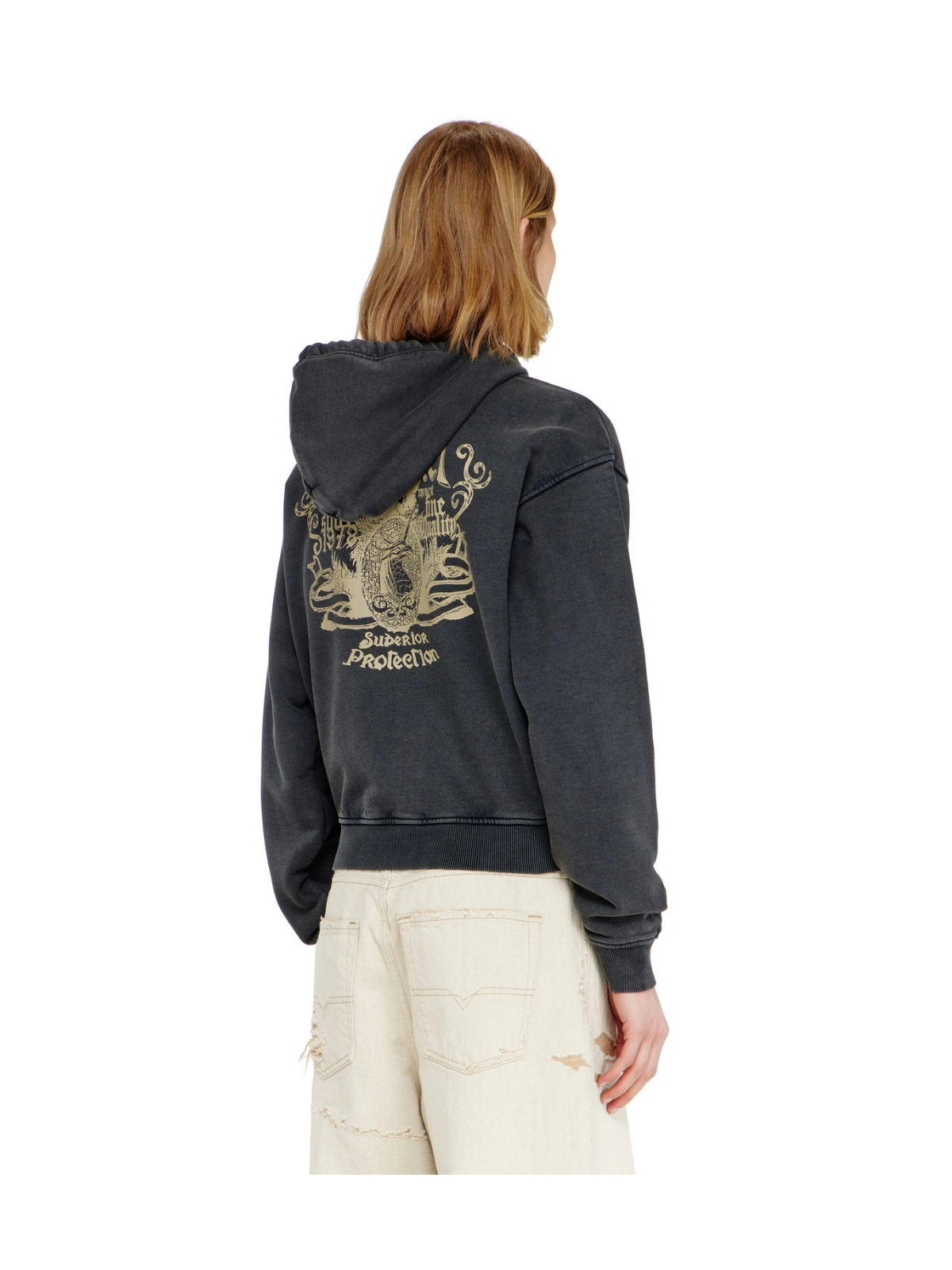 F-PHOENY Felpa Con Cappuccio Con Stampe E Applicazioni Di Strass