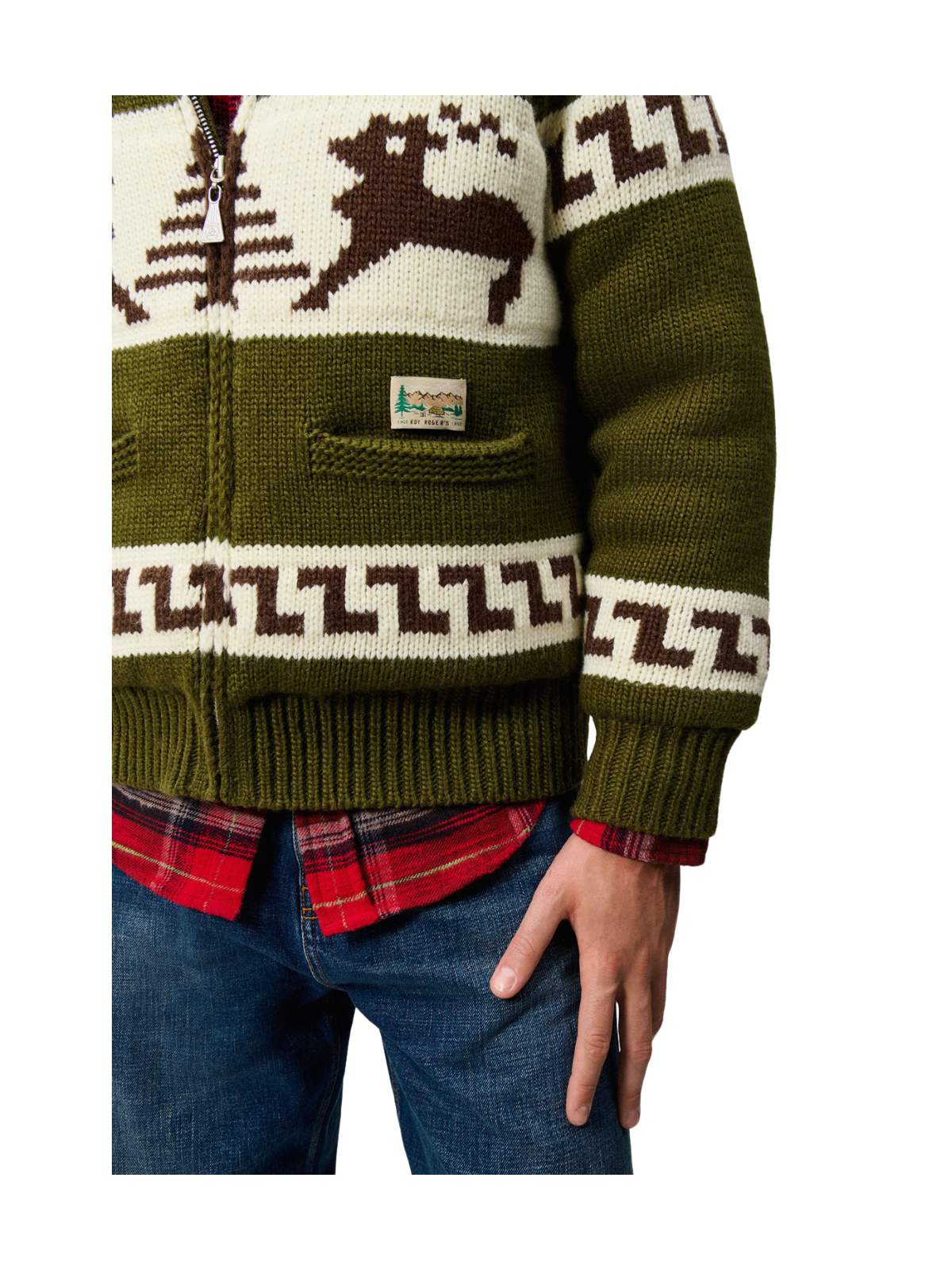 COWICHAN-STRICKJACKE MIT JACQUARD-MUSTER