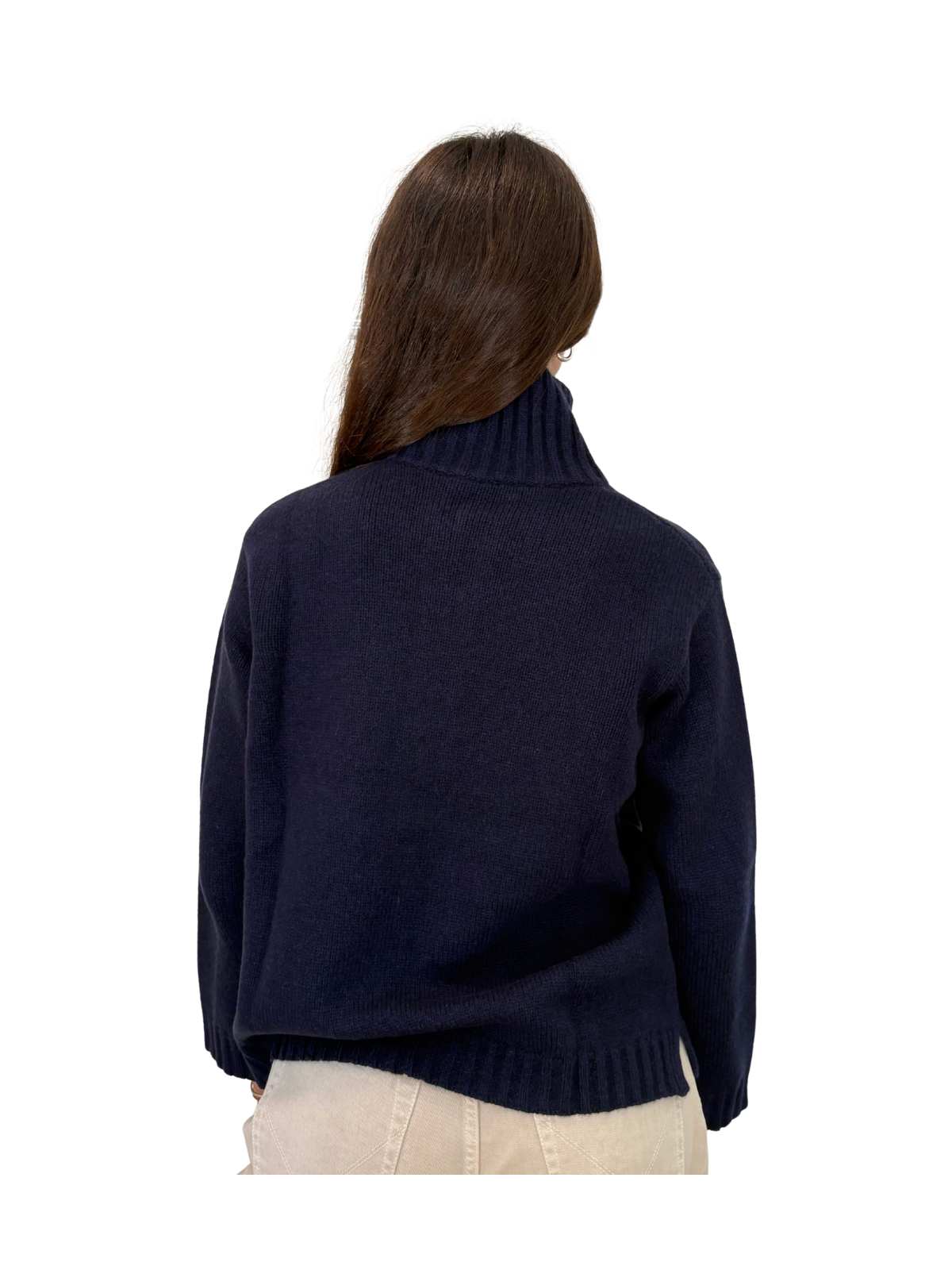 MAGLIONE A COLLO ALTO IN LANA E CASHEMRE CON ZIP