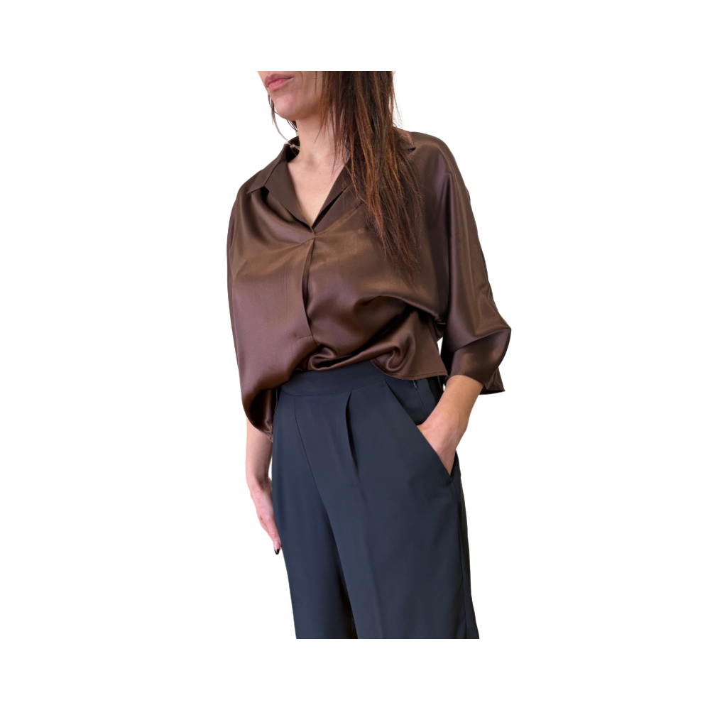 Pantaloni in misto seta crepe