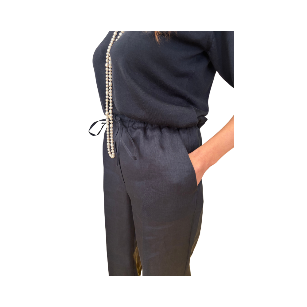 Pantalone wide leg in lino