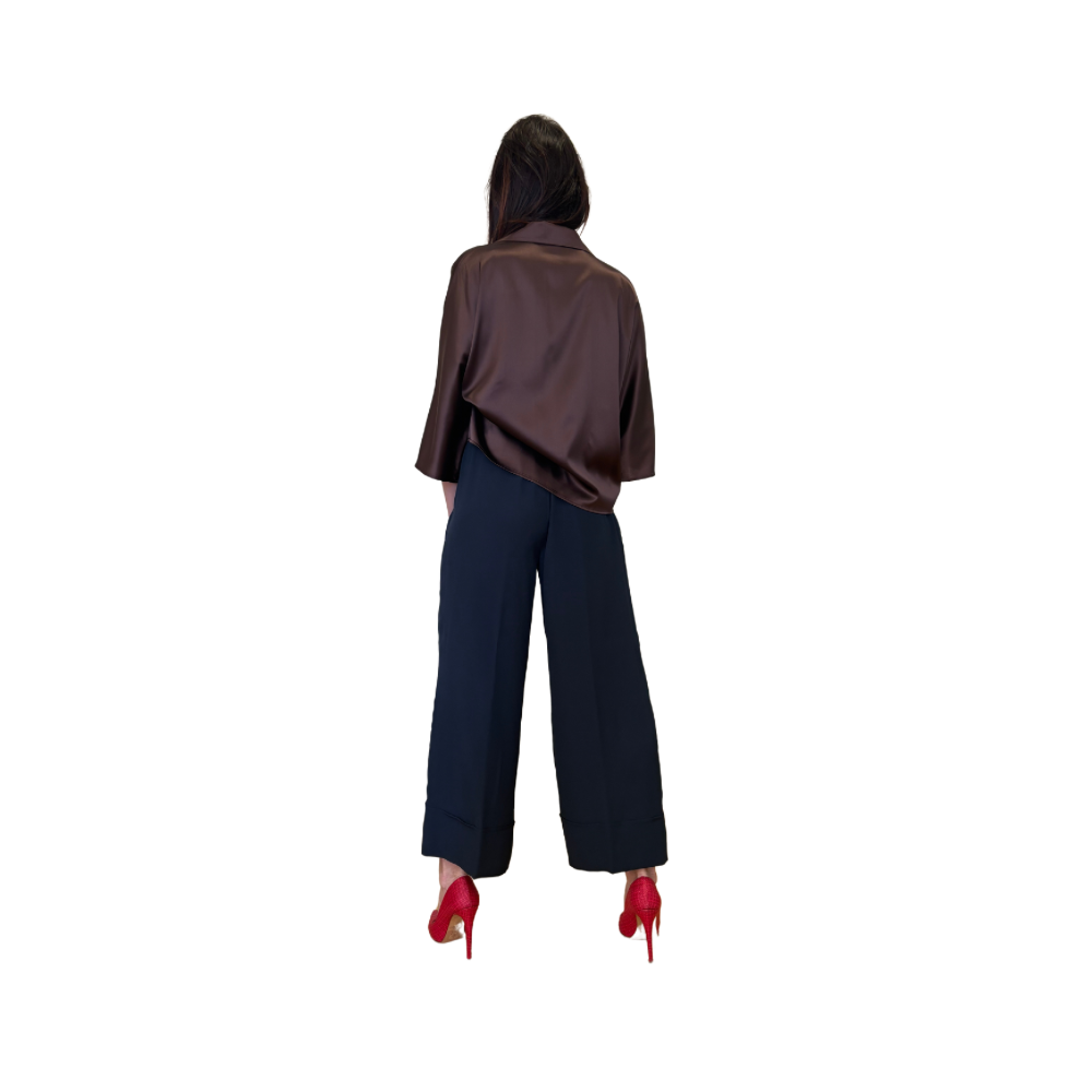 Pantaloni in misto seta crepe