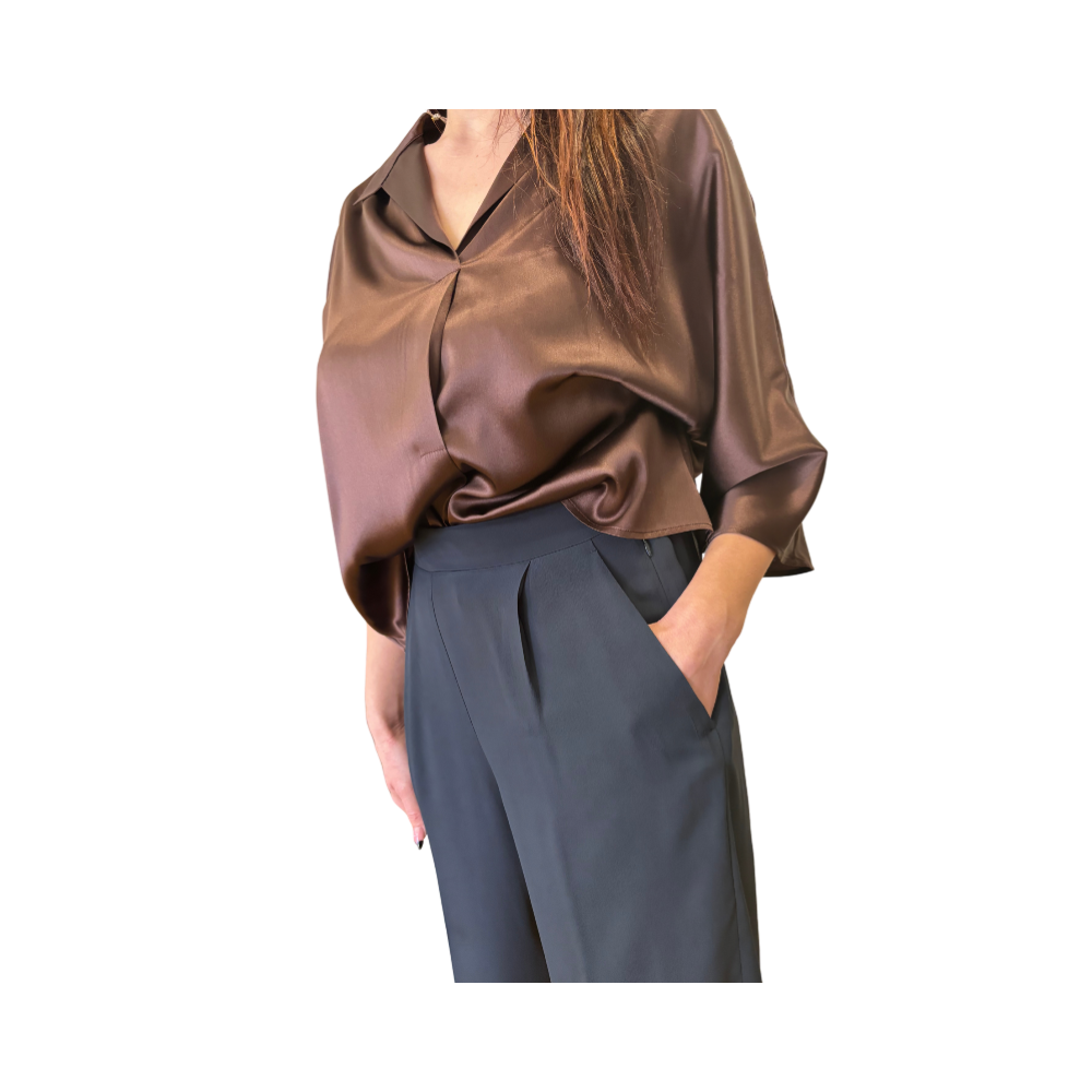 Pantaloni in misto seta crepe