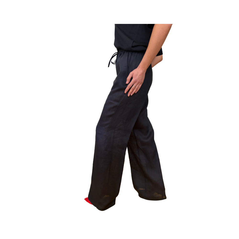 Pantalone wide leg in lino
