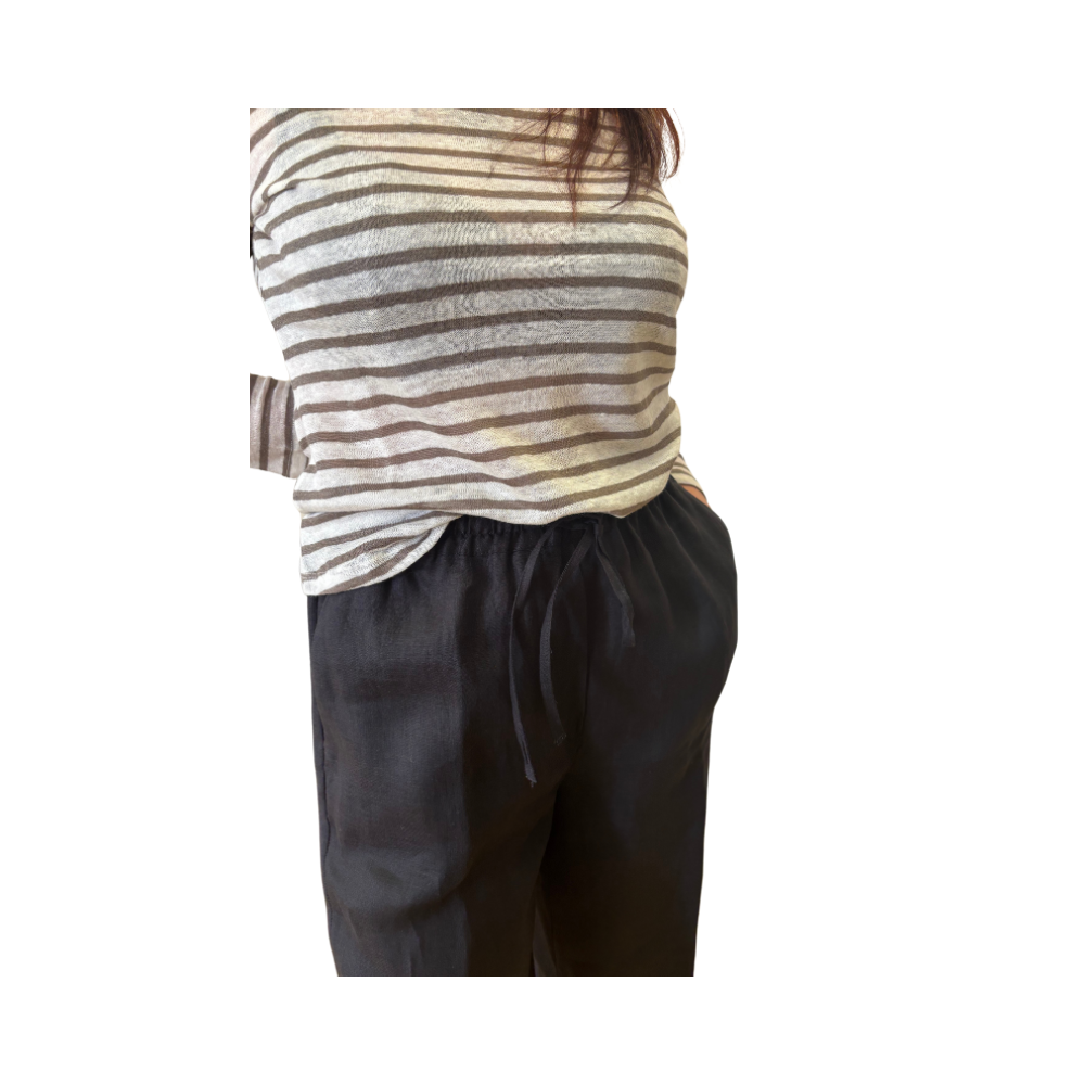 Pantalone wide leg in lino