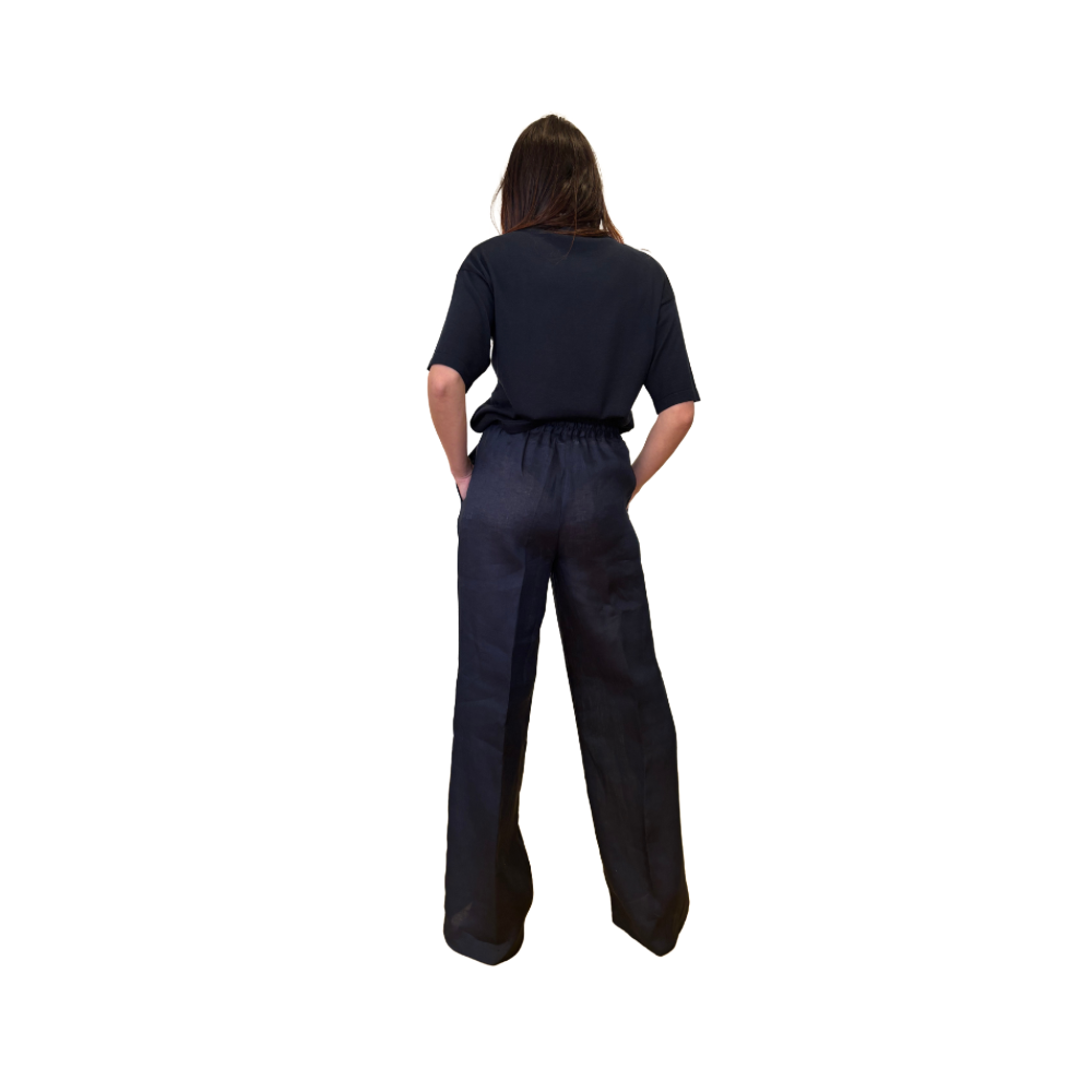 Pantalone wide leg in lino