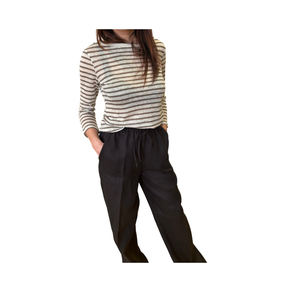 Pantalone wide leg in lino