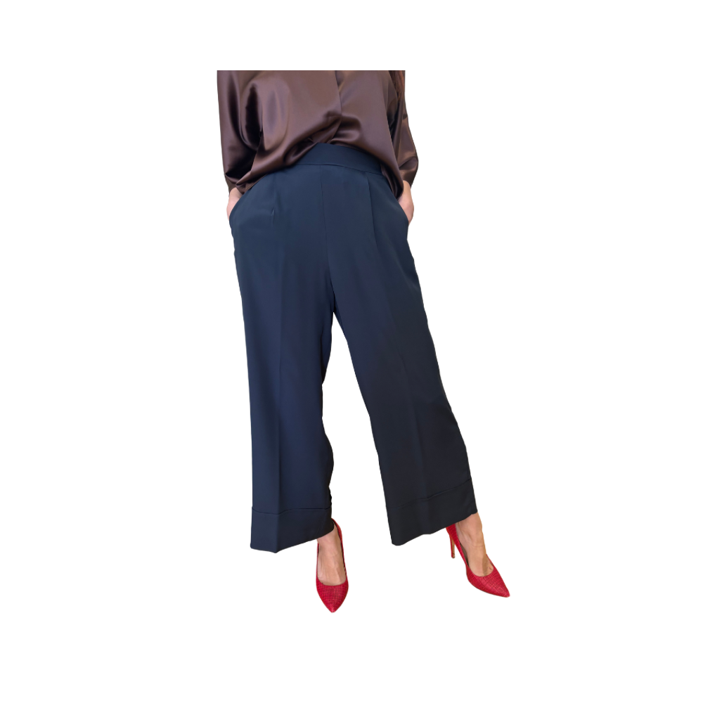 Pantaloni in misto seta crepe