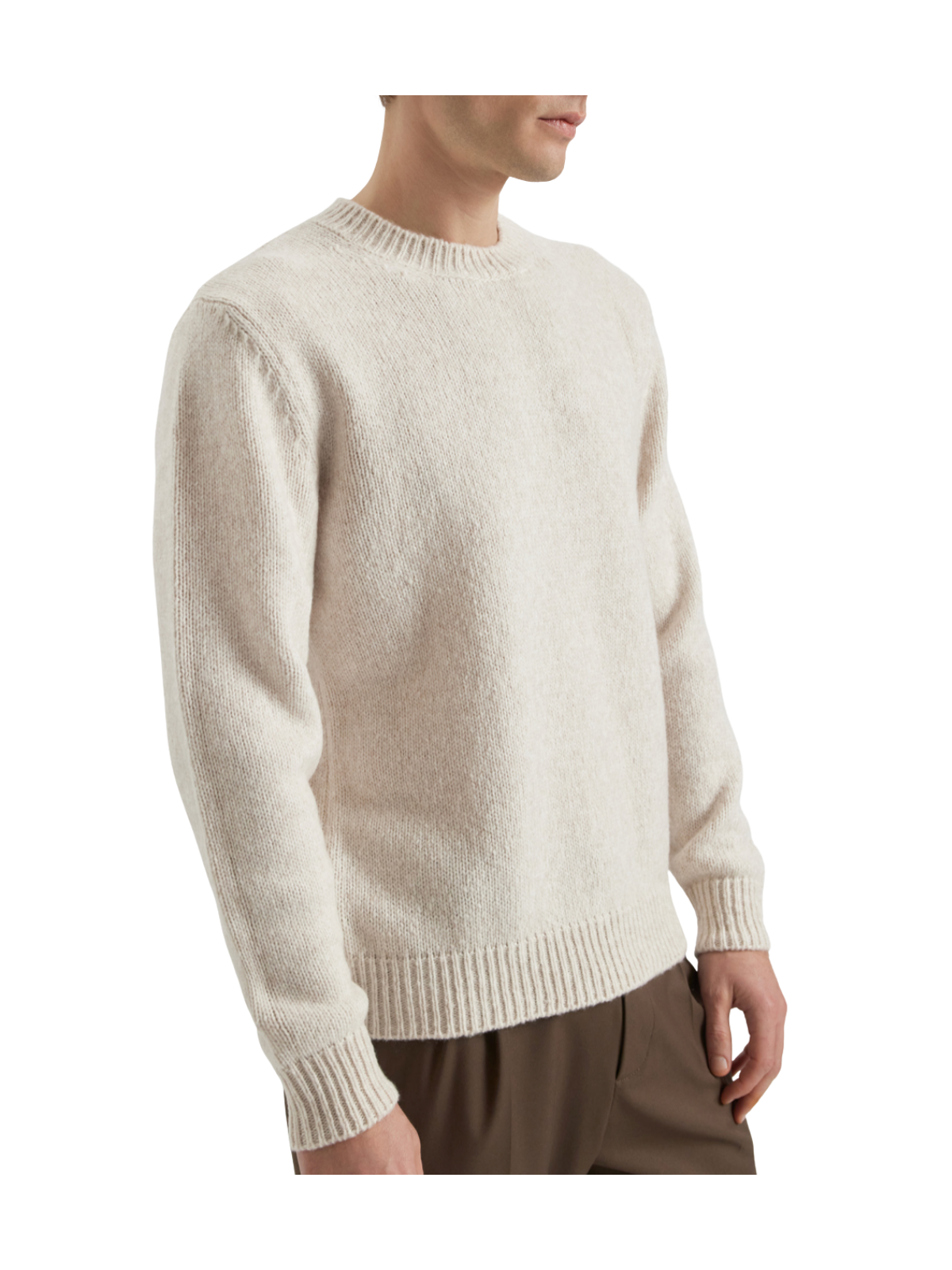 VIRGIN WOOL AND COTTON CREW NECK