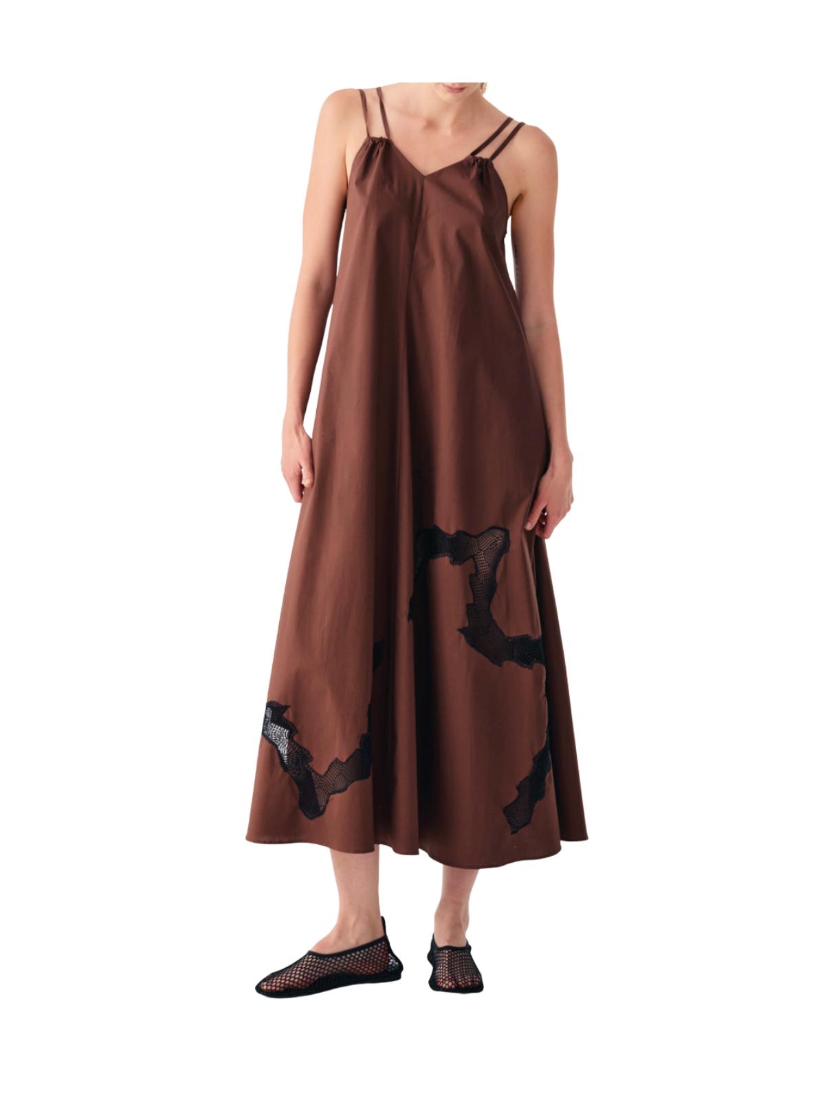 Abito a teli svasato con pizzo