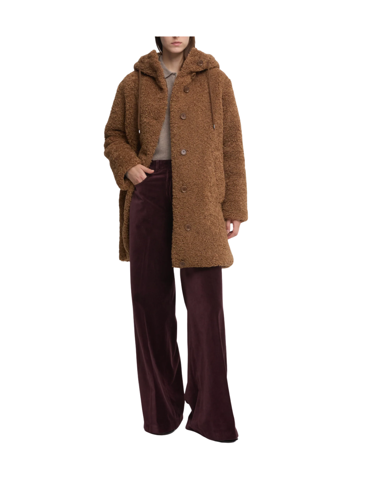 PANTALONE IN VELLUTO LISCIO COTONE TINTO CAPO