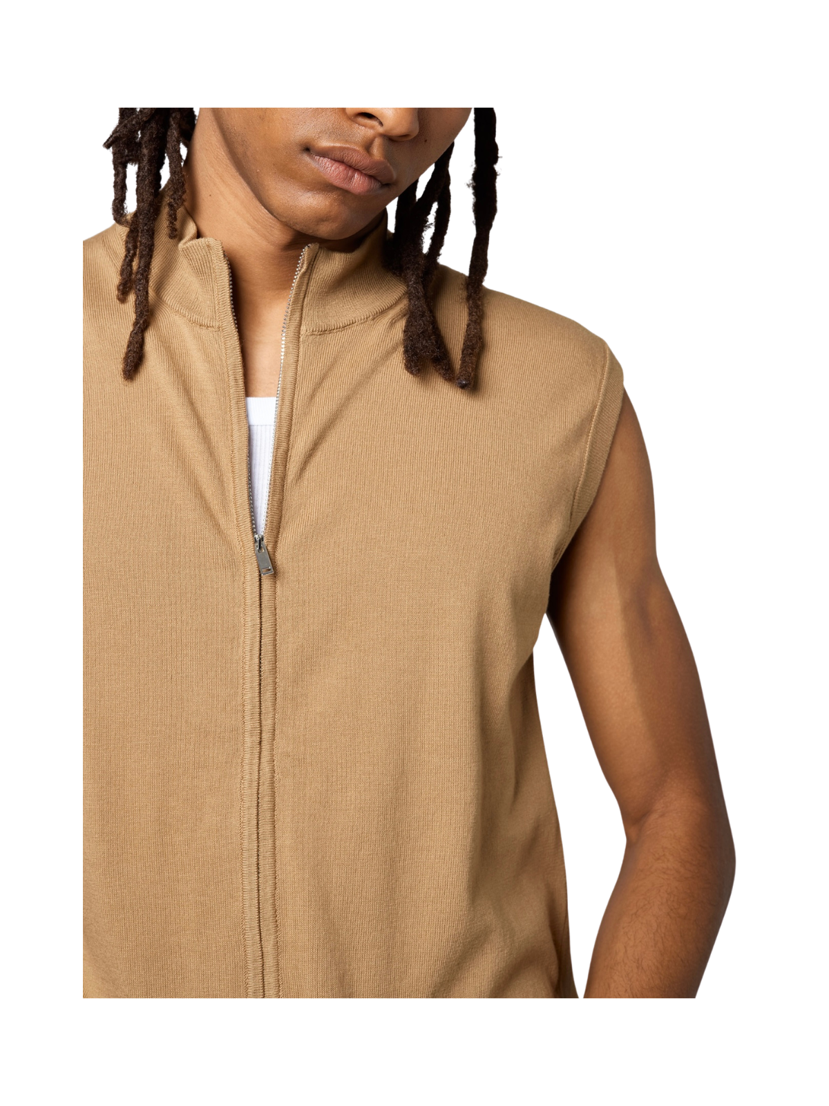 Ärmellose Blousonbluse mit Reißverschluss