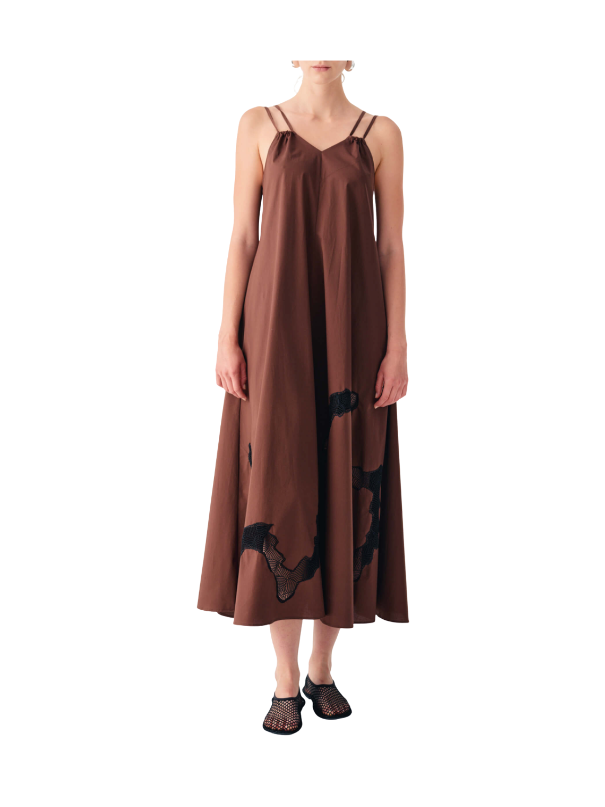 Abito a teli svasato con pizzo