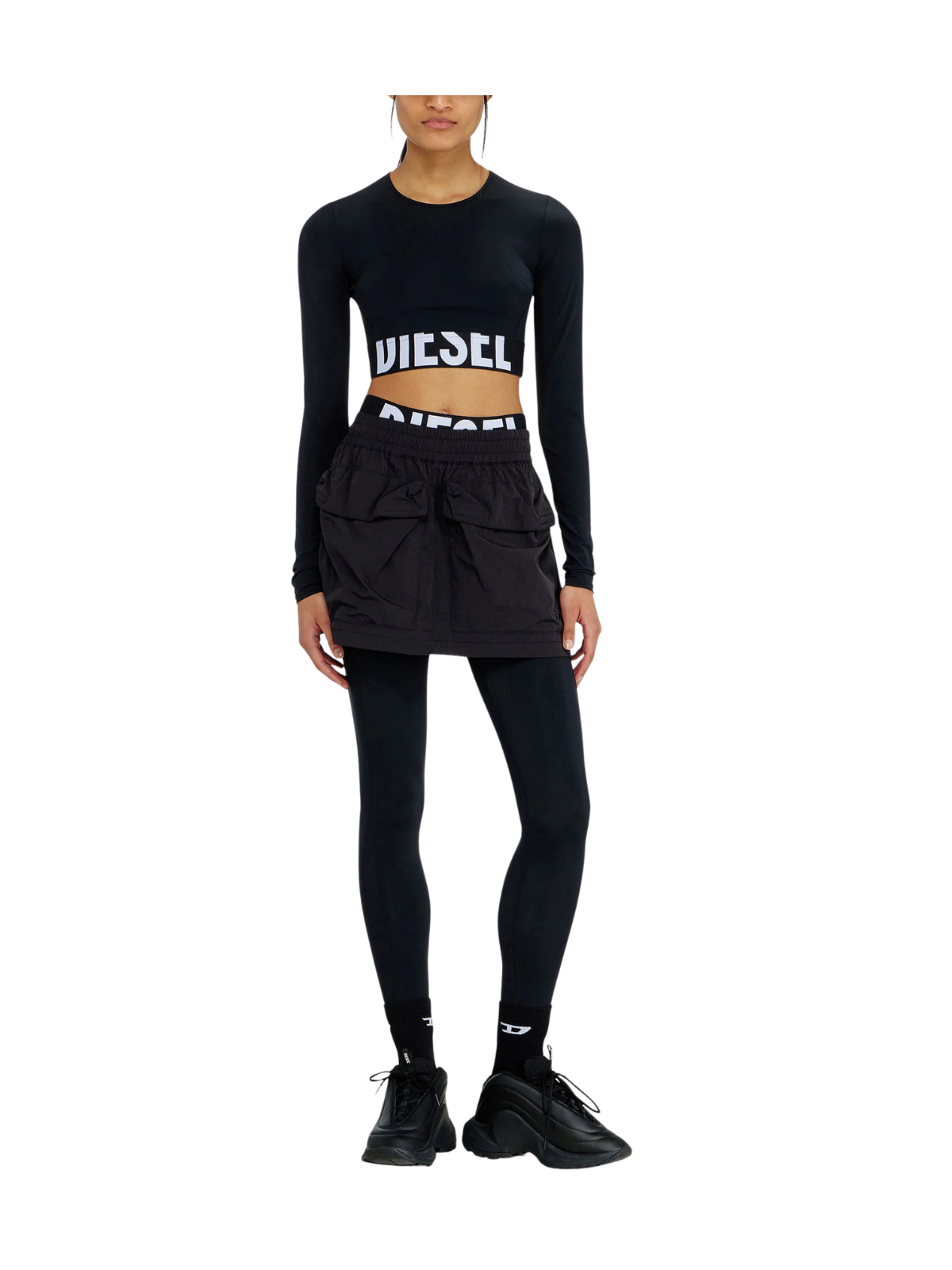 ADELINE-D-POP LEGGINGS IN MICROFIBRA CON LOGO TAGLIATO