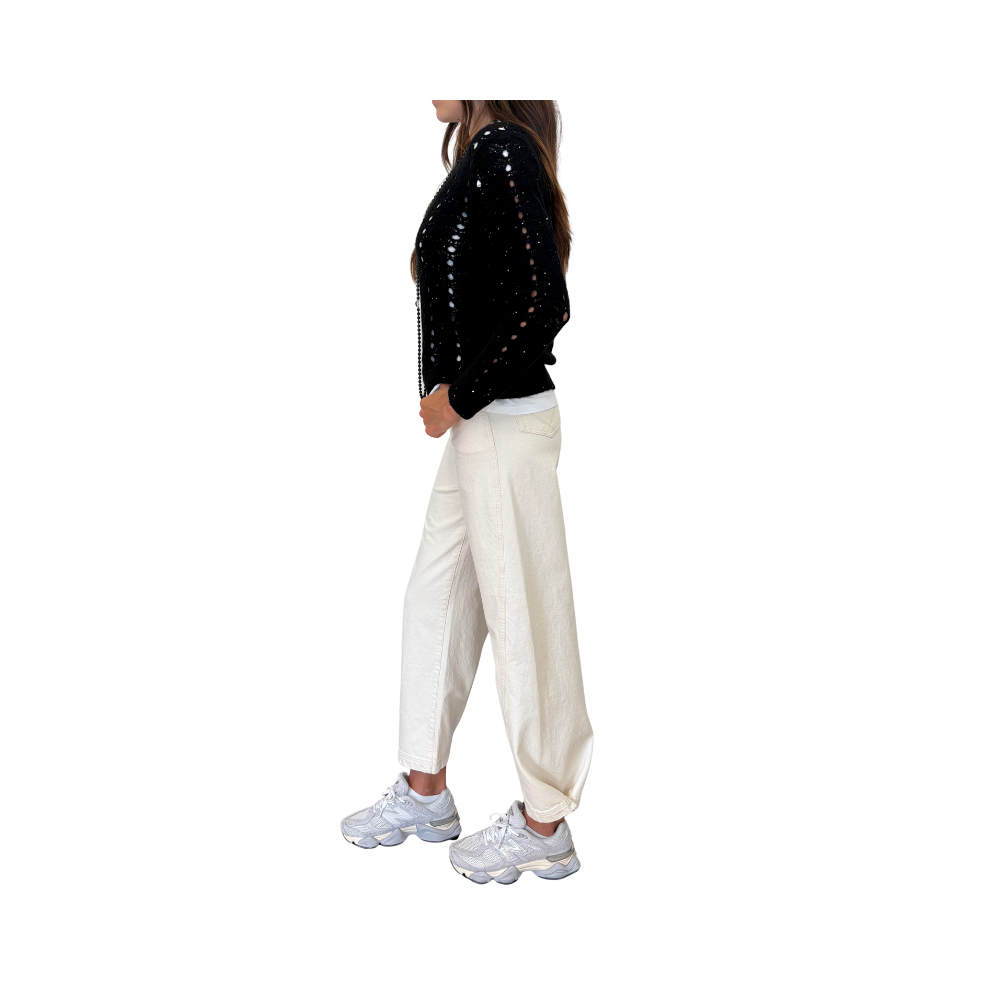 Maglia traforata in cashmere e cotone