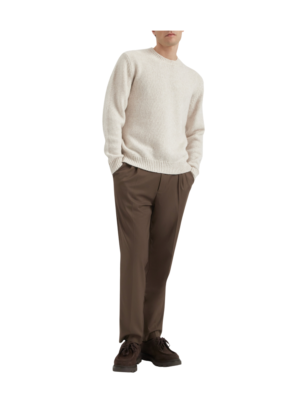 VIRGIN WOOL AND COTTON CREW NECK