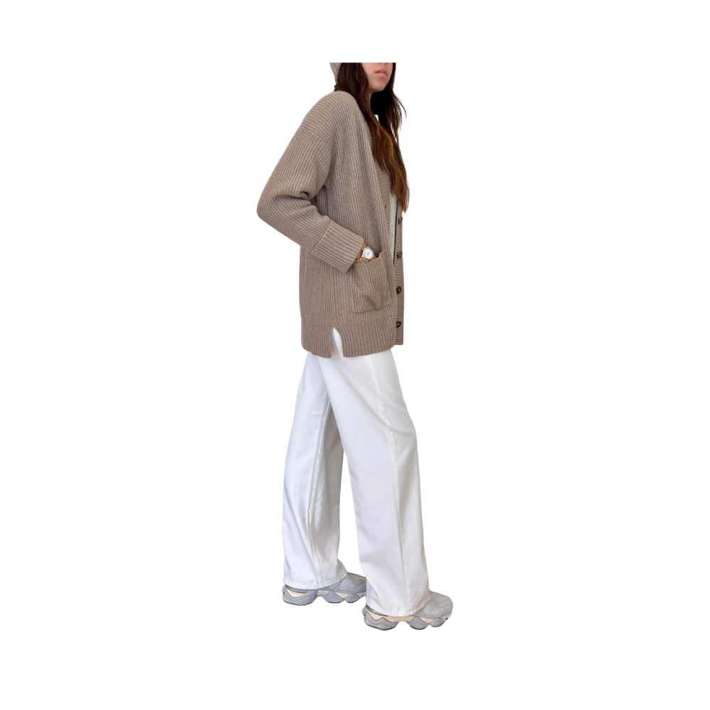 Cardigan coste inglesi in lana e cashmere