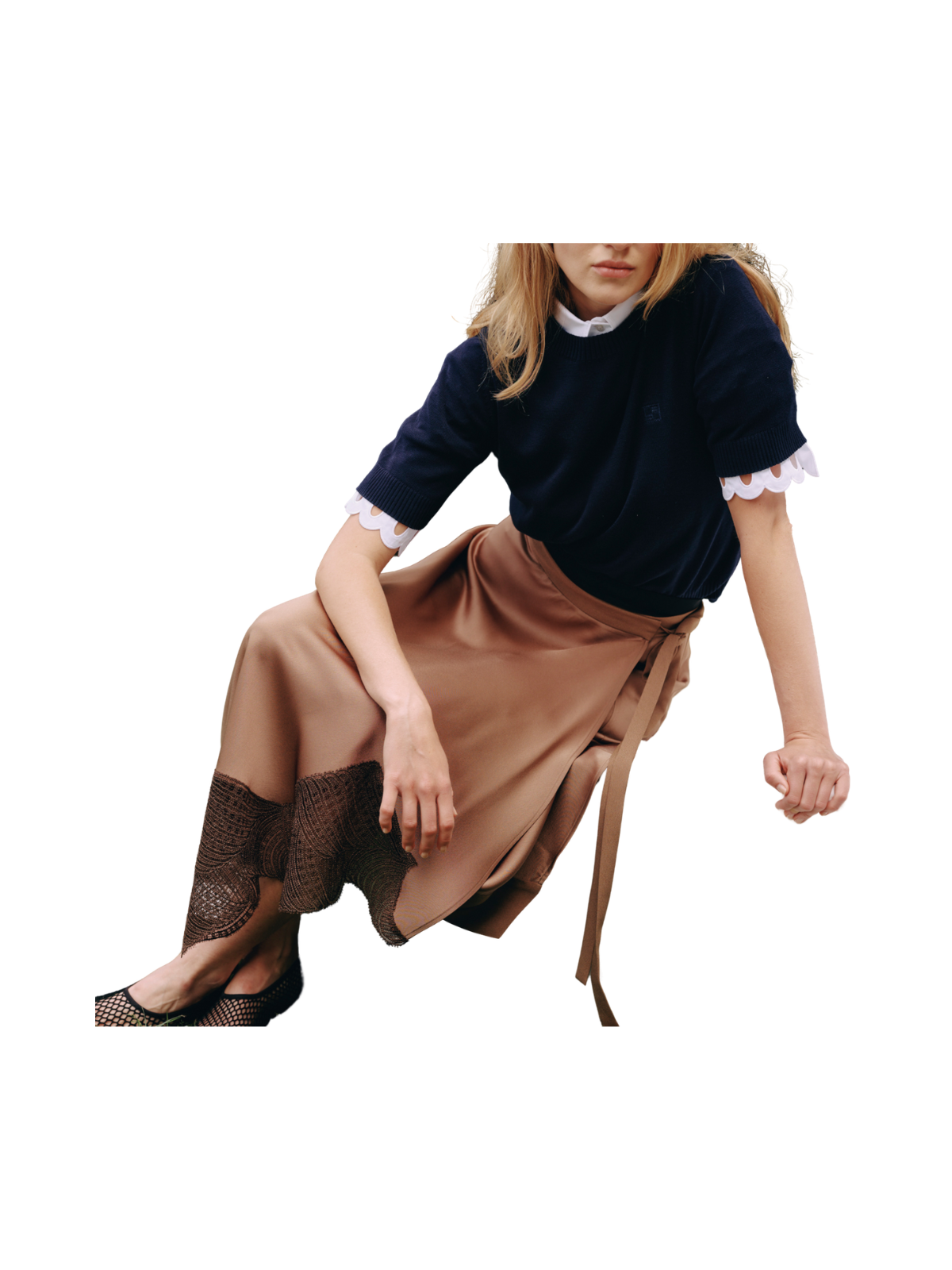 Wrap skirt with lace
