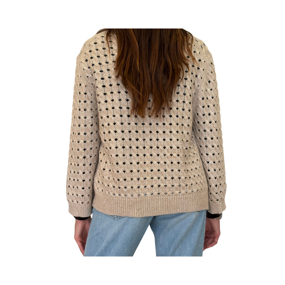 Cardigan traforato in cashmere