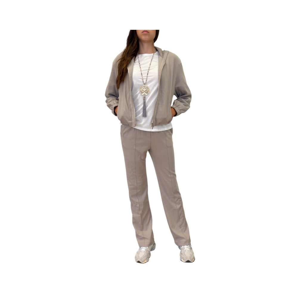 Pantalone in cotone con dettagli di micro paillettes