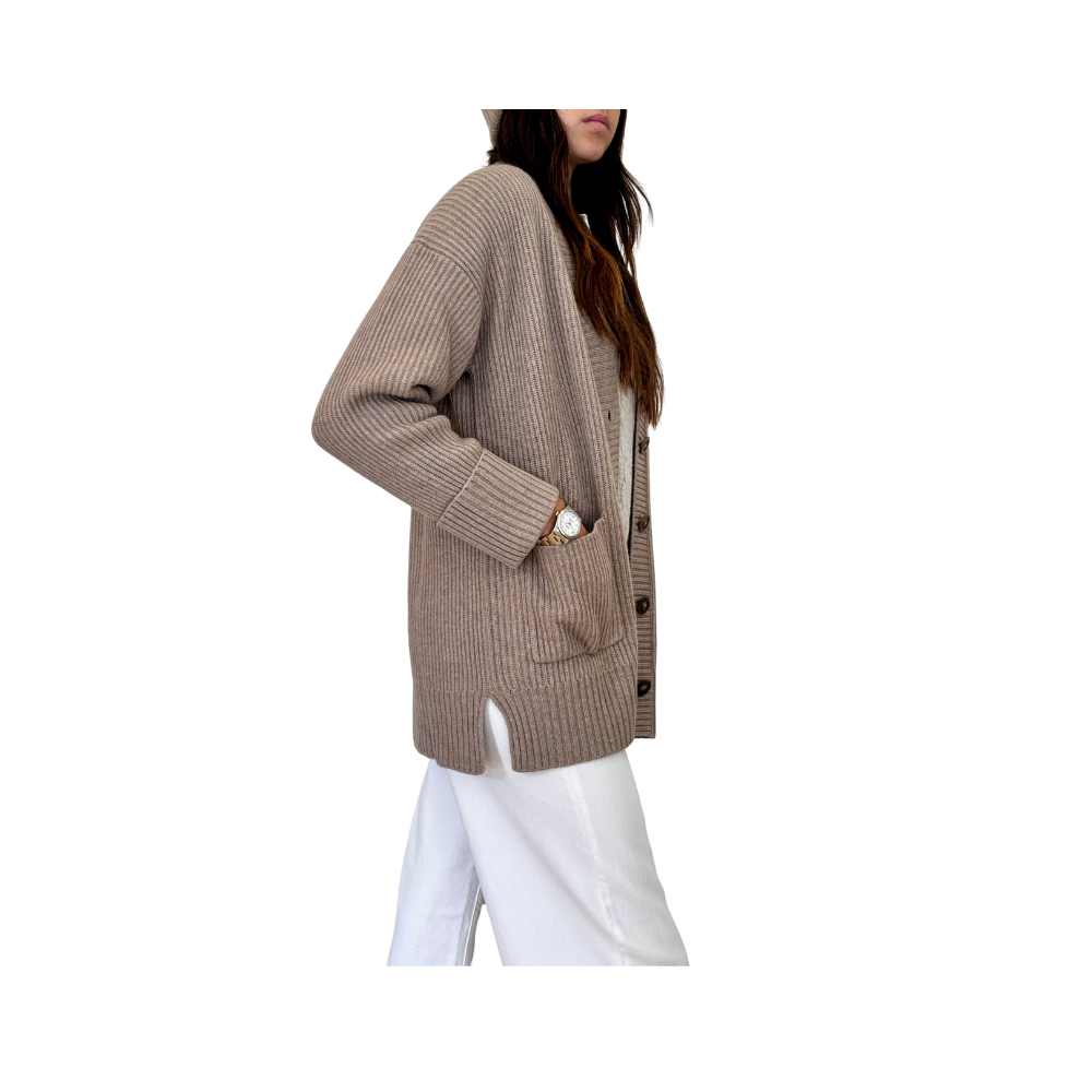 Cardigan coste inglesi in lana e cashmere