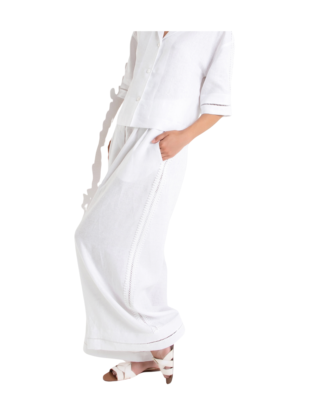 Pantalone wide leg in lino