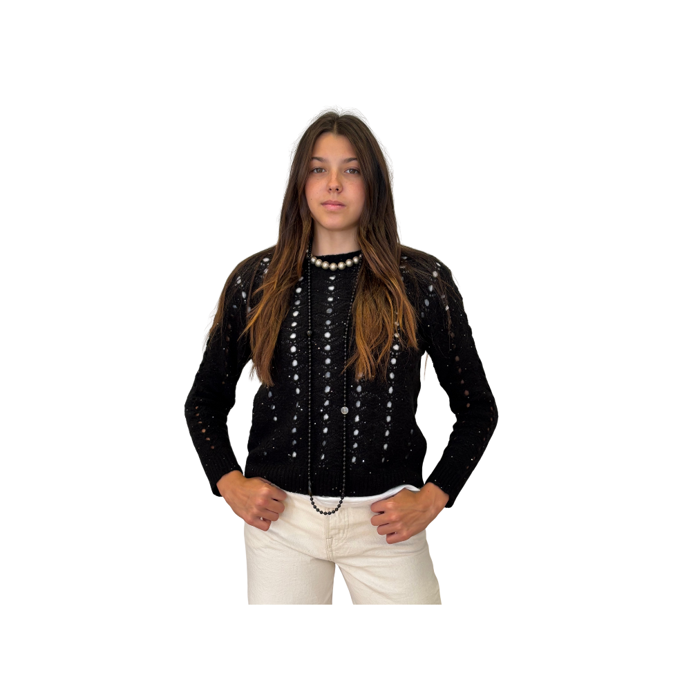 Maglia traforata in cashmere e cotone
