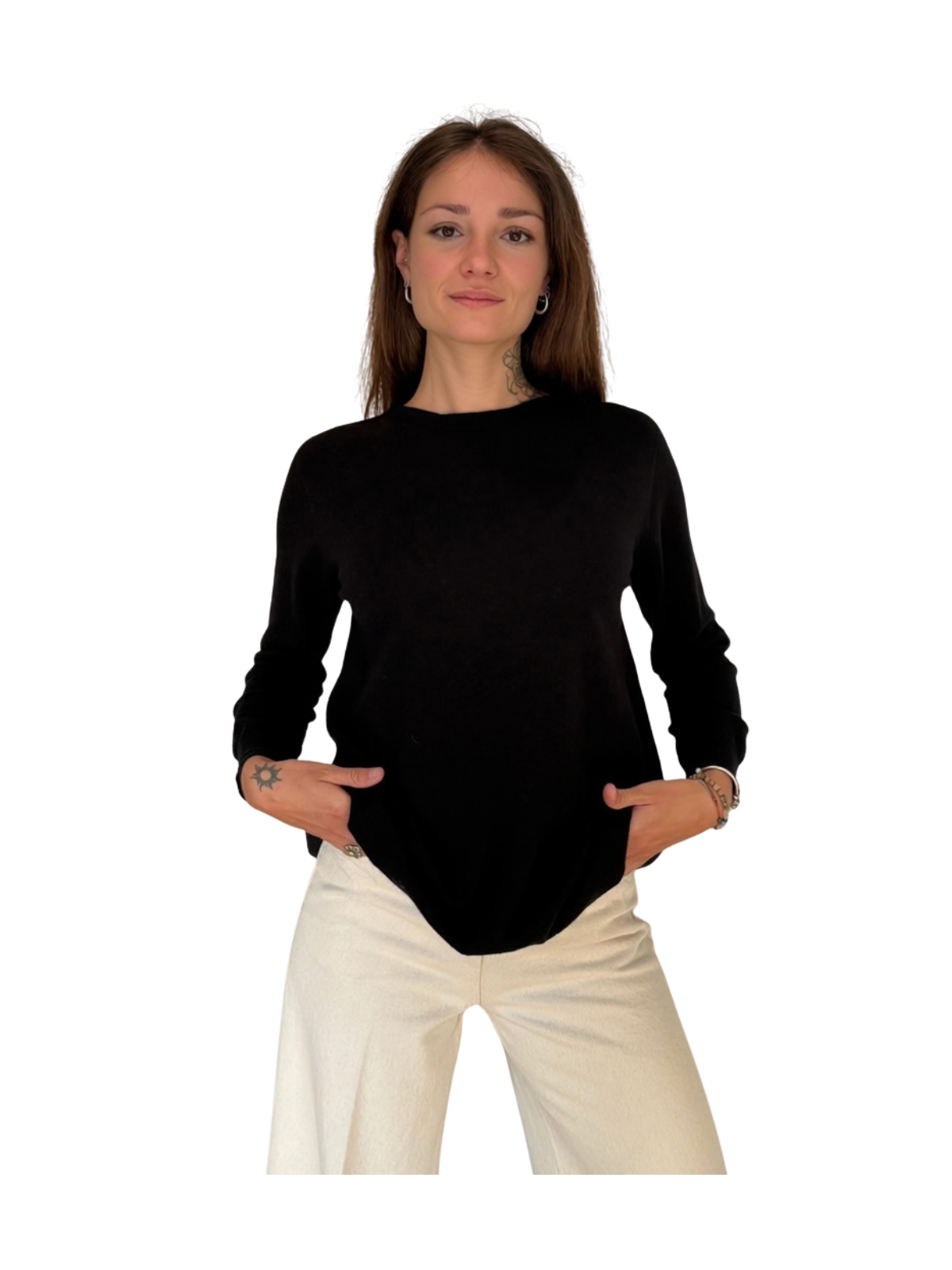 MAGLIA IN LANA E CASHMERE CON SCOLLO A BARCHETTA