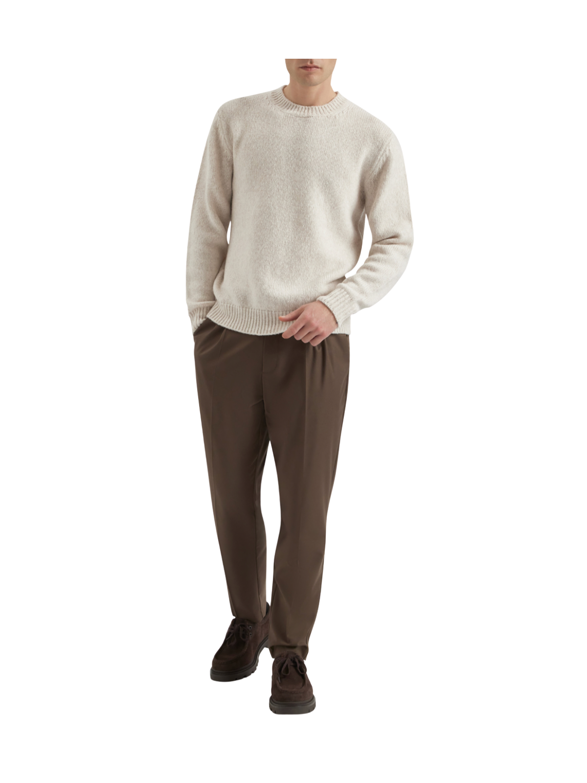 VIRGIN WOOL AND COTTON CREW NECK