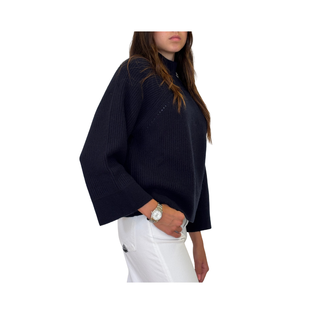 High neck in lana e cashmere