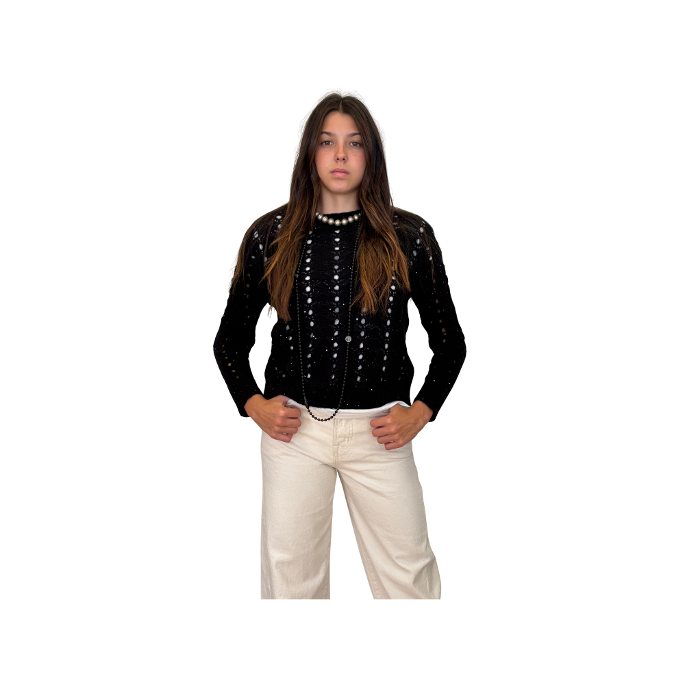 Maglia traforata in cashmere e cotone