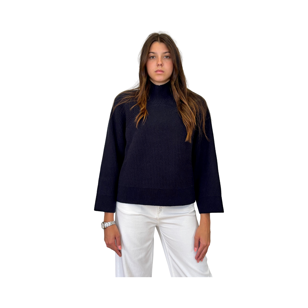 High neck in lana e cashmere