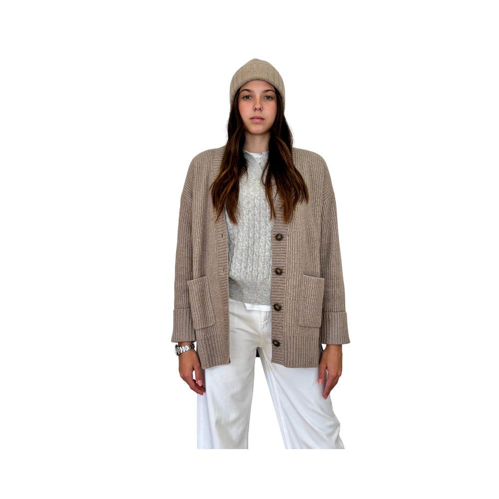 Cardigan coste inglesi in lana e cashmere