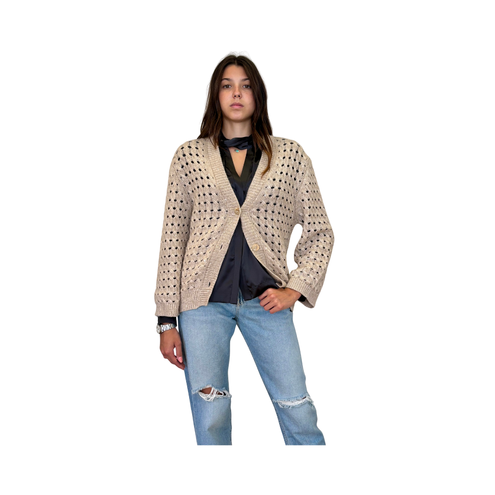 Cardigan traforato in cashmere