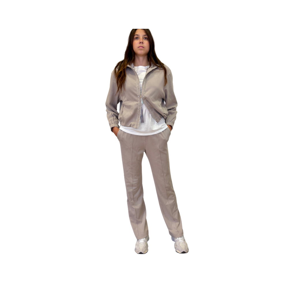 Pantalone in cotone con dettagli di micro paillettes