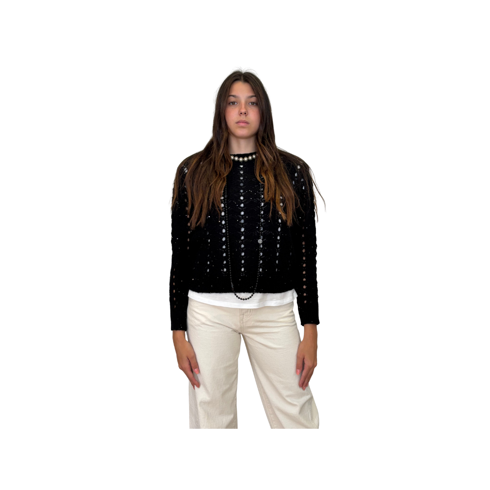 Maglia traforata in cashmere e cotone