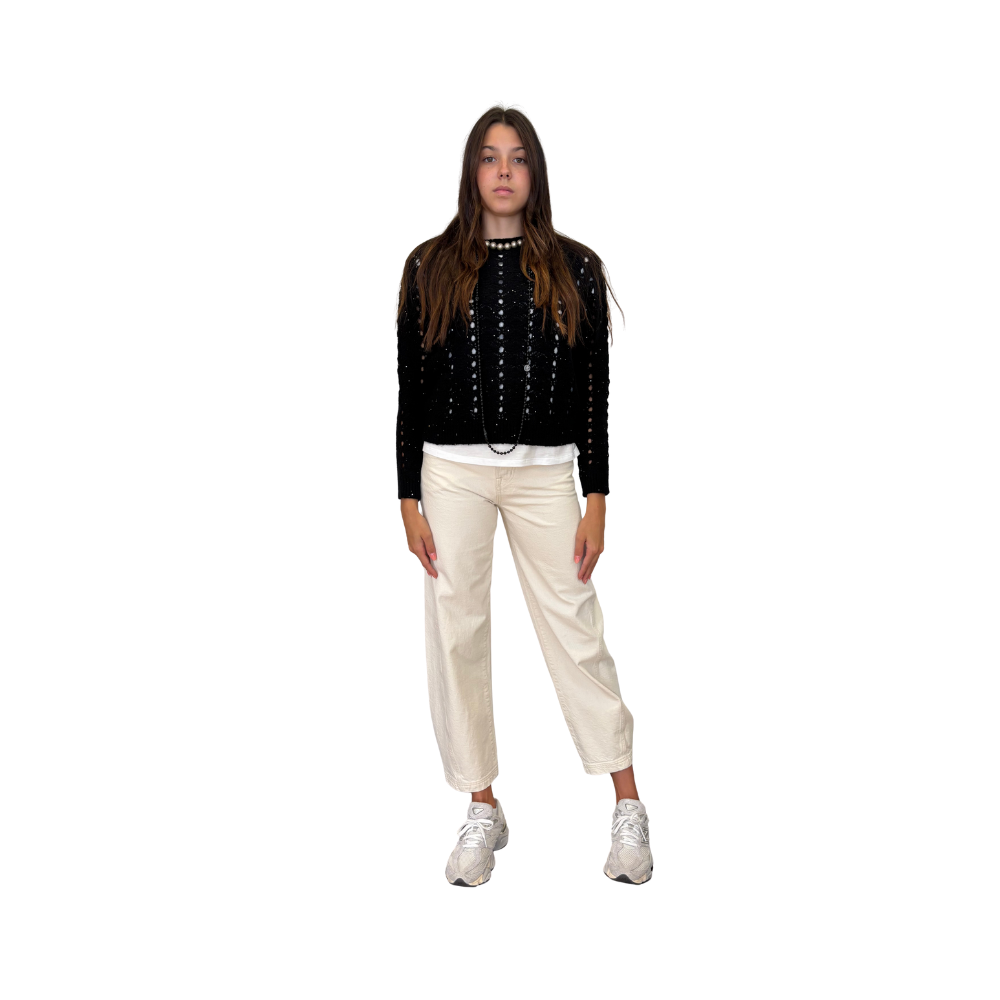 Maglia traforata in cashmere e cotone